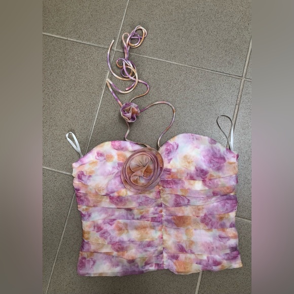 Magda butrym Jennie blackpink flower pink halter top size small - Picture 15 of 16